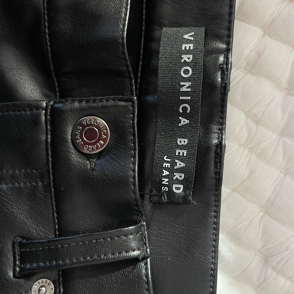 Veronica Beard Beverly Flare High Rise Pant in Black Size 29 Faux Leather Chic - Picture 15 of 16
